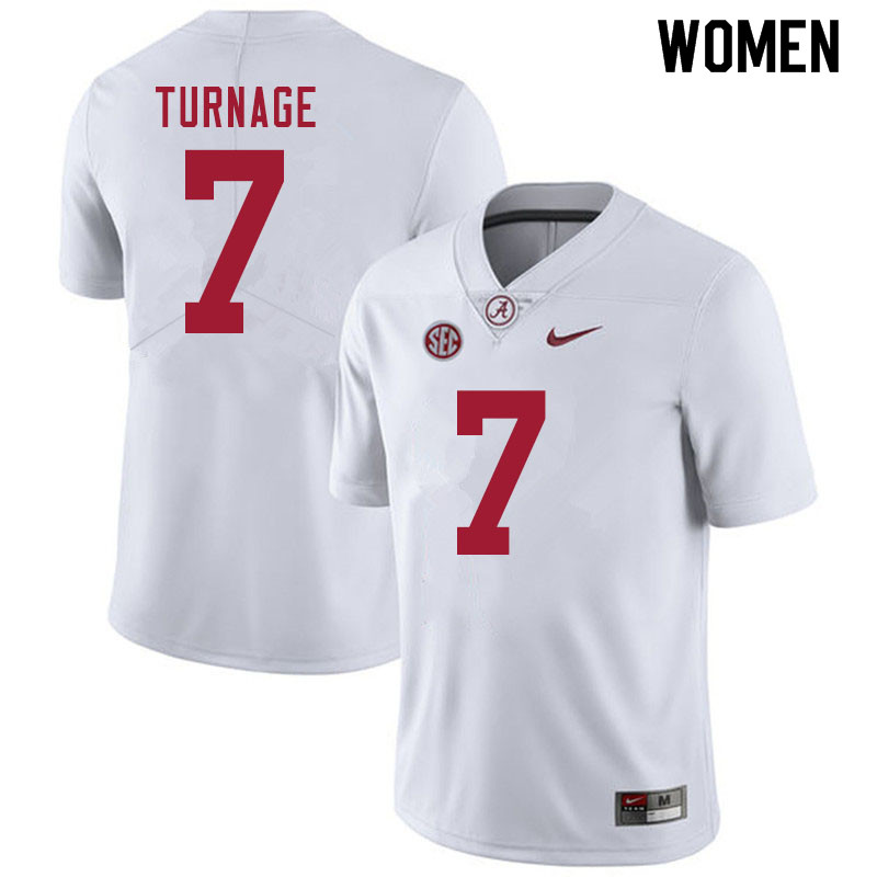 Women #7 Brandon Turnage Alabama White Tide College Football Jerseys Sale-White